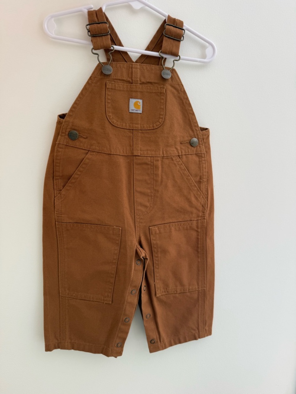 Carhartt Kids Tan/Brown Canvas Overalls with Front Pocket